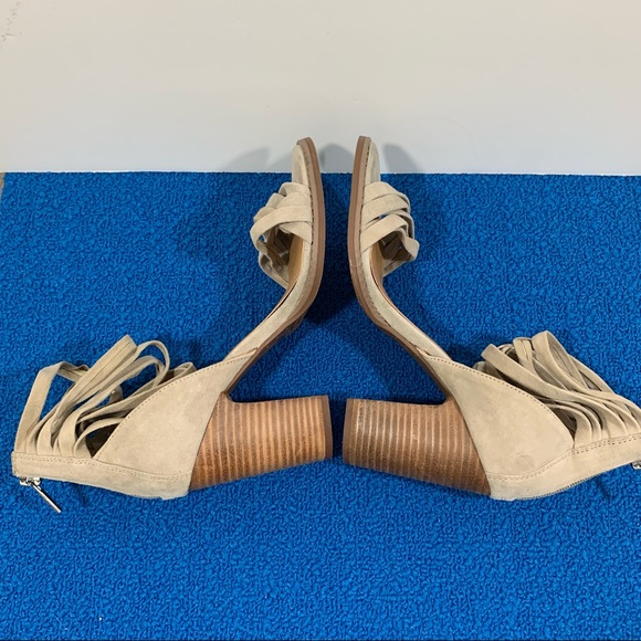 Lucky Brand “Lakisha” Suede Leather Open Toe Strappy Block Heel Sandals Sz 7.5M - Picture 6 of 9